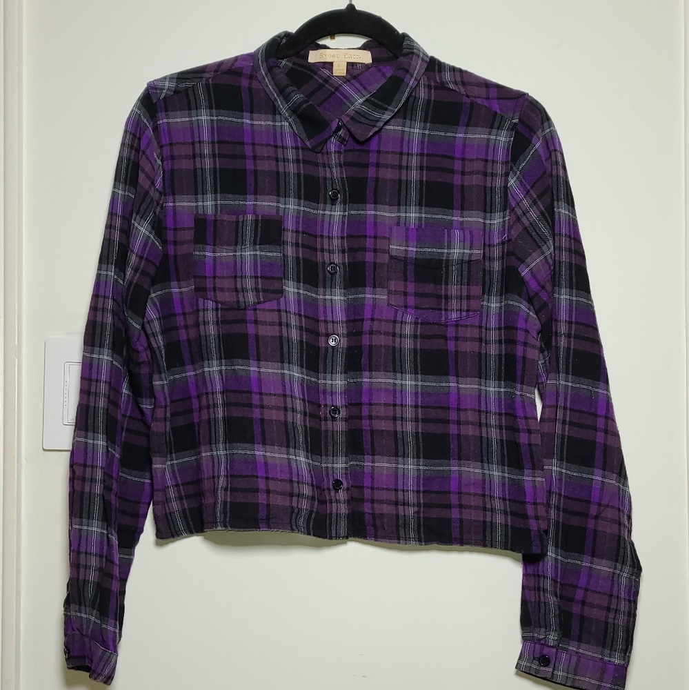 Cropped Plaid Button Down